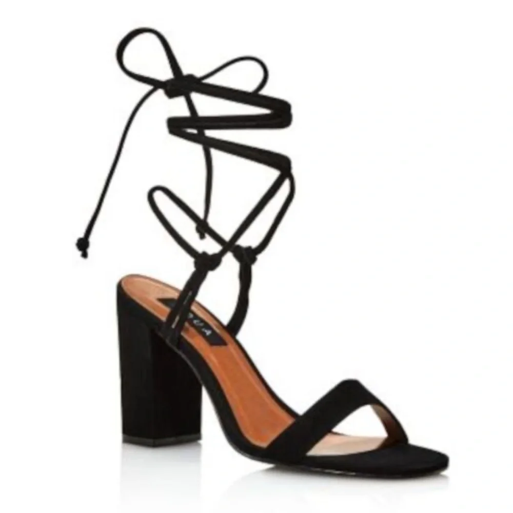 AQUA Black‎ kenso Strappy square Block Heel Sandals size 8.5